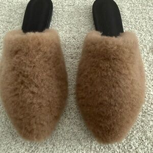 Jenni Kayne Brown Fuzzy Slides